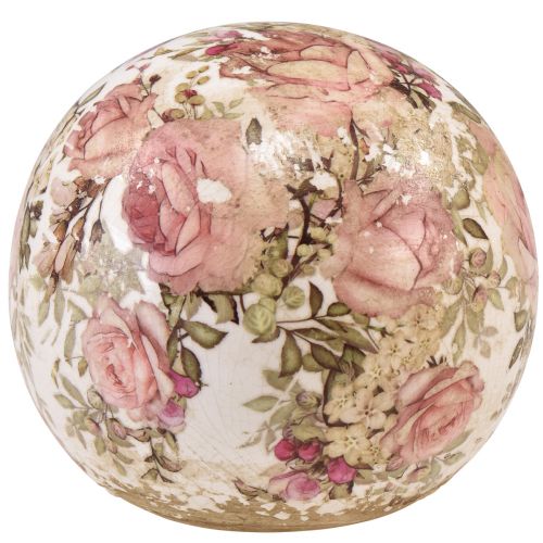 Prodotto Sfera in ceramica con motivo rosa decorativo in ceramica terracotta 12 cm