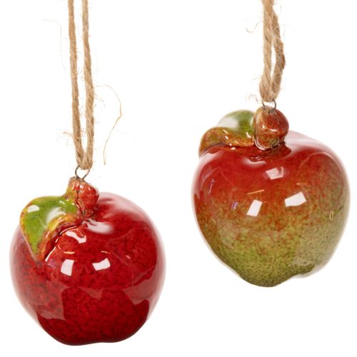 Prodotto Decorazione autunnale a forma di mela in ceramica da appendere, 5 cm, 4 pezzi