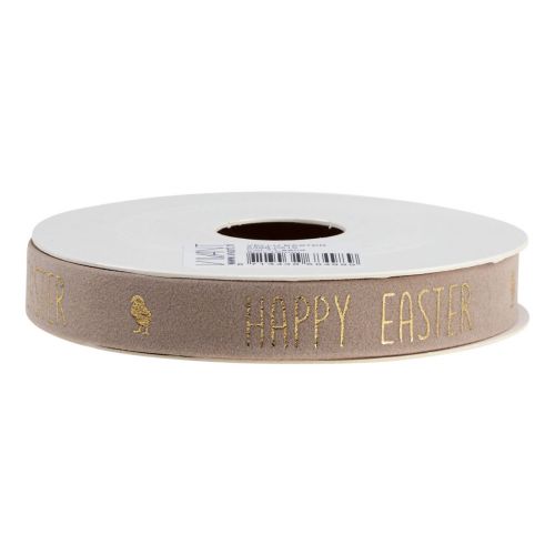 Prodotto Nastro in velluto Nastro decorativo Buona Pasqua marrone 15 mm 5 m