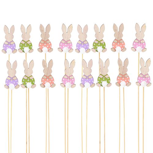 Prodotto Tappi per fiori coniglietti colorati decorazione in legno Pasqua 6 cm 12 pezzi