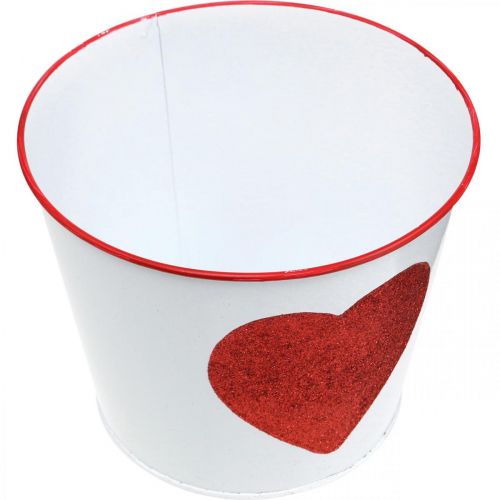 Prodotto Fioriera bianca con cuore in vaso rosso Ø18cm H13.5cm