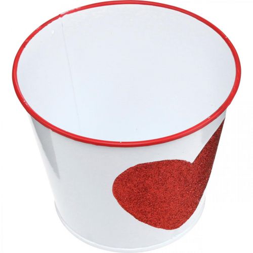 Prodotto Fioriera bianca con cuore in vaso rosso Ø13cm H10.5cm