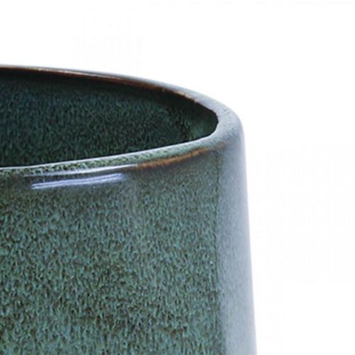 Prodotto Vaso da fiori fioriera in ceramica verde esagonale Ø14cm H12cm