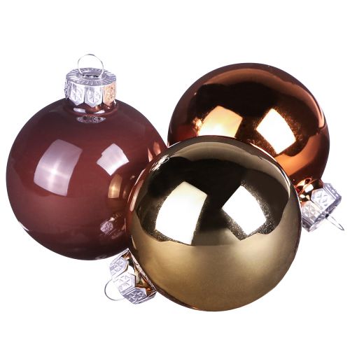 Palline per albero di Natale palline di vetro mix marrone oro Ø5cm 24 pz