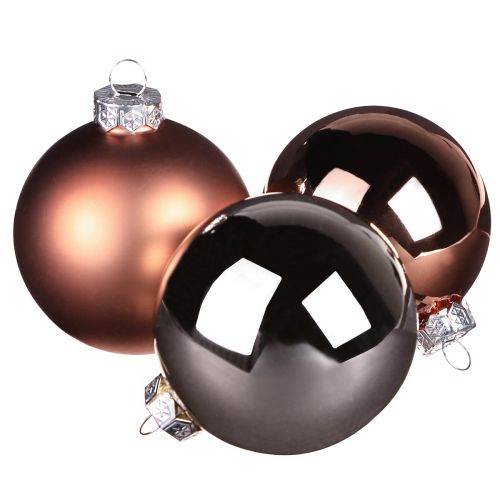 Palline per albero di Natale Palline di vetro color albicocca argento Ø5cm 24 pz