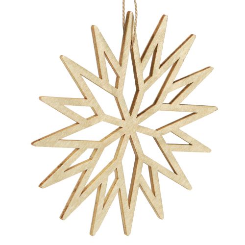 Prodotto Decorazioni per albero di Natale decorazione in legno fiocco di neve marrone 10 cm 12 pz