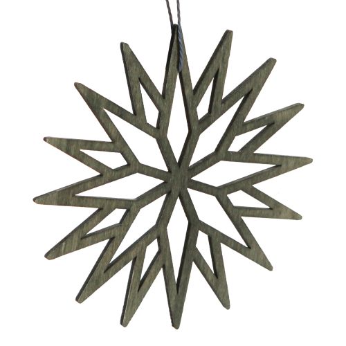 Prodotto Decorazioni per albero di Natale Decorazione fiocco di neve in legno verde 10 cm 12 pz