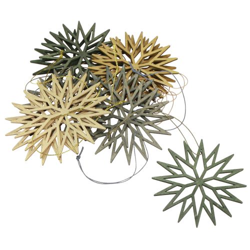 Prodotto Decorazioni per albero di Natale Decorazione fiocco di neve in legno verde 10 cm 12 pz