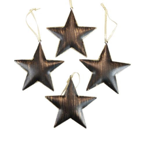 Floristik24 Decorazioni per albero di Natale stella decorativa in metallo nero oro Ø11cm 4 pezzi