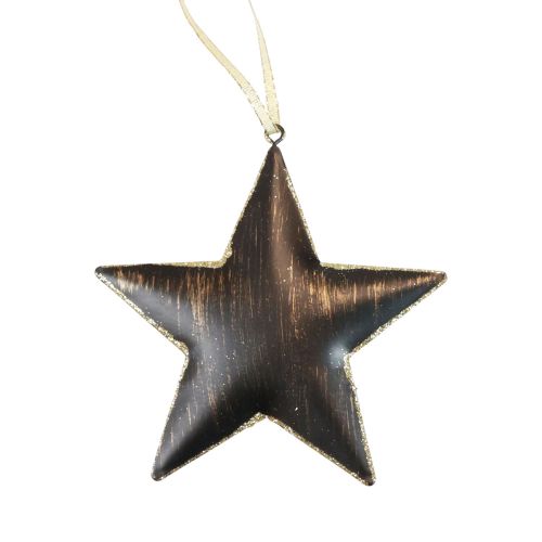 Prodotto Decorazioni per albero di Natale stella decorativa in metallo nero oro Ø11cm 4 pezzi