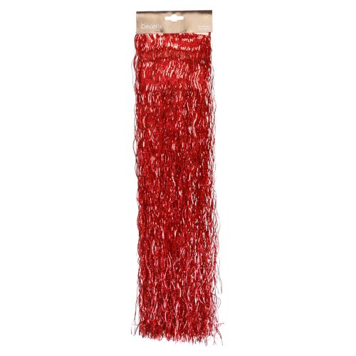 Decorazione per albero di Natale di Natale, orpelli ondulati rossi scintillanti 50 cm