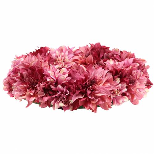 Ghirlanda di fiori di dalia rosa antico, malva Ø42cm-64810