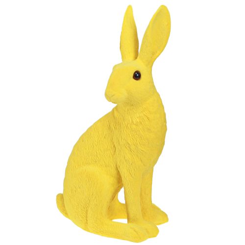 Coniglietto decorativo seduto Coniglietto pasquale floccato giallo 12×9×25 cm