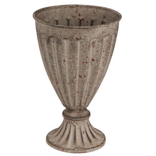 Fioriera trofeo decorativa aspetto antico grigio marrone Ø13cm H19cm