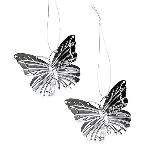 Farfalle decorative da appendere argento 5cm 36 pezzi-4761221