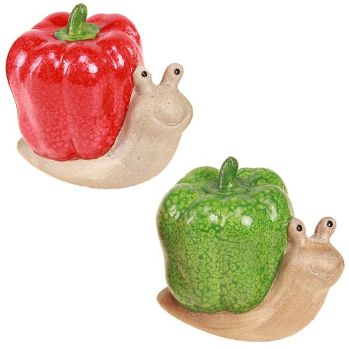 Lumache decorative pepe in ceramica rosso verde H10cm 2 pz