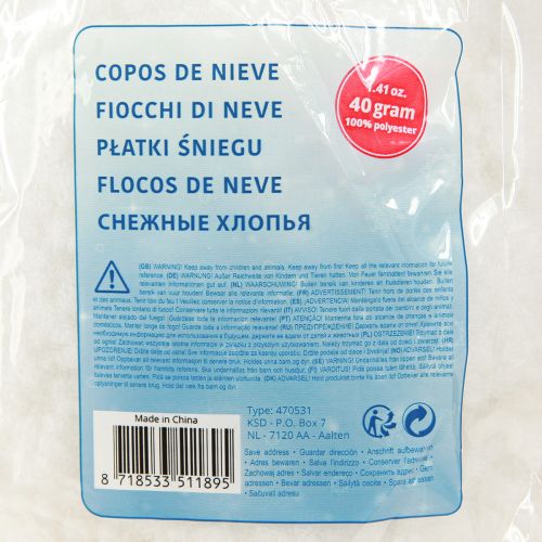 Prodotto Fiocchi di neve decorativi, neve artificiale, soffici, 40 g × 6 pezzi