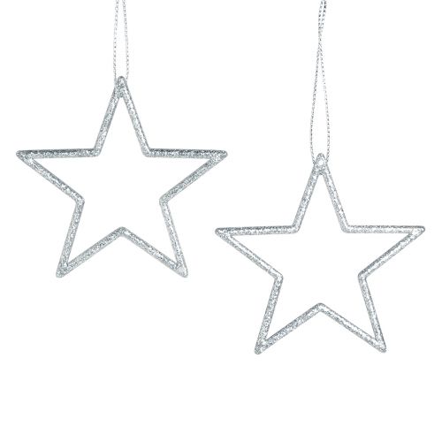 Prodotto Stelle di Natale decorative da appendere in argento 7,5 cm 40 pz