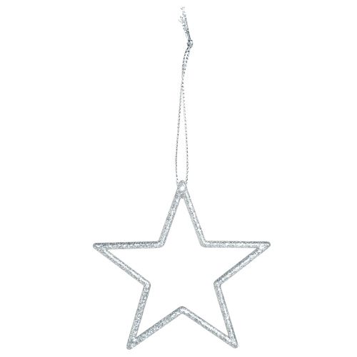 Prodotto Stelle di Natale decorative da appendere in argento 7,5 cm 40 pz