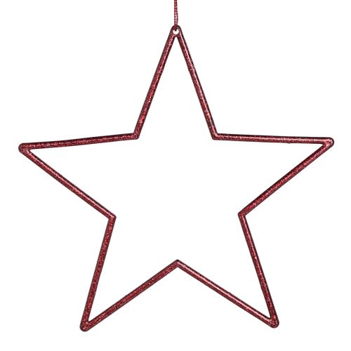 Floristik24 Stelle decorative con stelle rosse glitterate da appendere 18 cm 8 pz