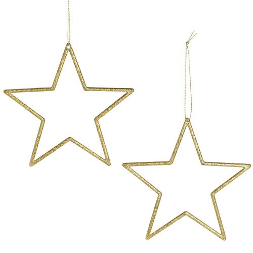 Floristik24 Stelle decorative per appendere decorazioni per l&#39;albero oro Ø12cm 12 pz