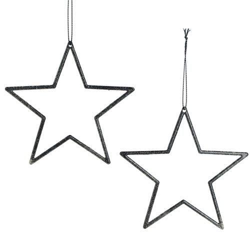 Floristik24 Stelle decorative per appendere decorazioni per alberi nere Ø12 cm 12 pezzi