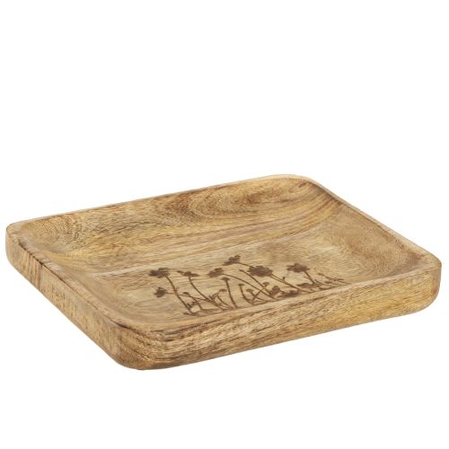 Vassoio decorativo in legno con motivo floreale in legno di mango 20×15,5 cm