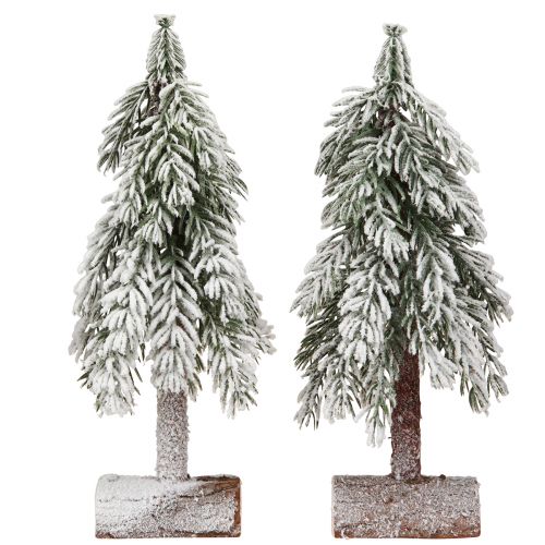 Prodotto Albero di Natale decorativo con neve artificiale su base 30 cm 2 pezzi