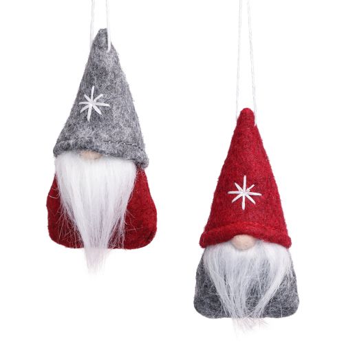 Prodotto Gnomo decorativo Decorazioni per albero di Natale in feltro rosso grigio 5×9 cm 6 pz