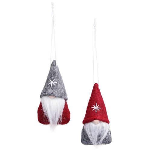 Prodotto Gnomo decorativo Decorazioni per albero di Natale in feltro rosso grigio 5×9 cm 6 pz