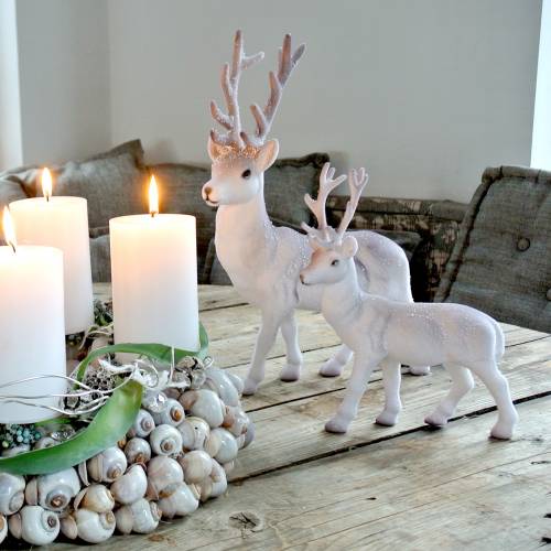 Prodotto Cervo decorativo floccato/nevicato 27,5 cm 2 pezzi