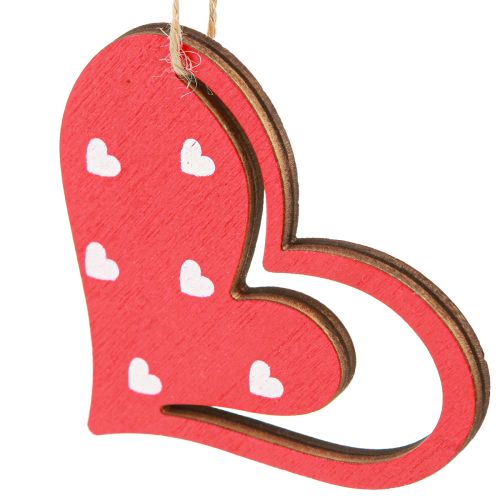 Prodotto Appendino decorativo decorazione a cuore per la festa della mamma rosso bianco 7,5 cm 12 pz