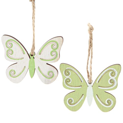 Appendino decorativo decorazione farfalla legno verde naturale 5×6cm 12 pz