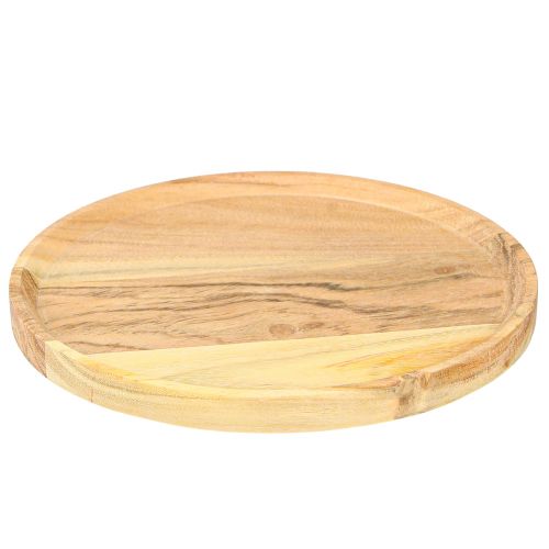 Prodotto Piatto decorativo vassoio decorativo in legno di acacia naturale Ø20cm