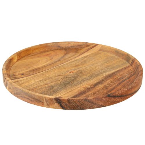 Prodotto Piatto decorativo vassoio decorativo in legno di acacia oliato naturale Ø20cm