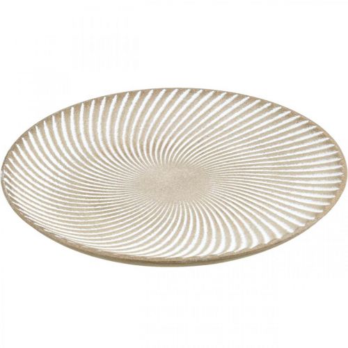 Prodotto Piatto decorativo rotondo bianco scanalature marrone decorazione della tavola Ø35cm H3cm