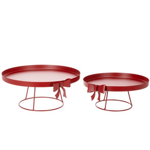 Prodotto Vassoio decorativo su supporto con fiocco in metallo, 30 cm, set da 2 pezzi