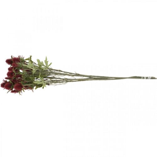 Prodotto Fiore artificiale di cardo rosso bordeaux 10 teste di fiori 68 cm 3 pezzi