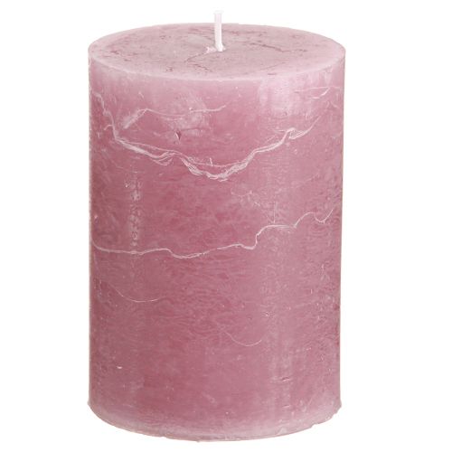 Floristik24 Candele a colonna tinta unita rosa rosa antico 70x100mm 4 pz