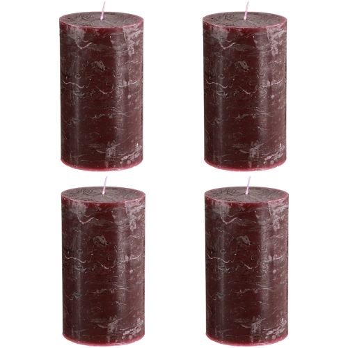 Prodotto Candele in tinta unita Candele a colonna bordeaux 70×120 mm 4 pz