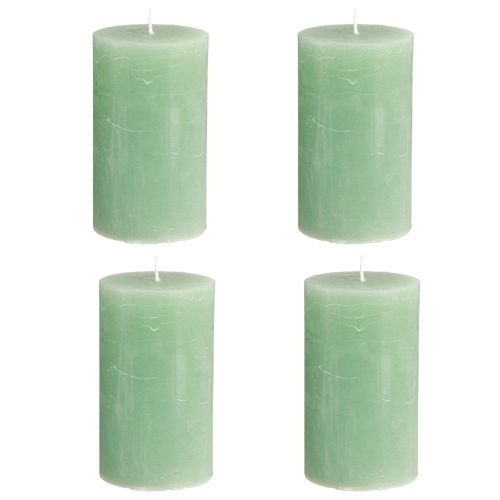 Prodotto Candele in tinta unita Candele a colonna in giada verde 70×120 mm 4 pz