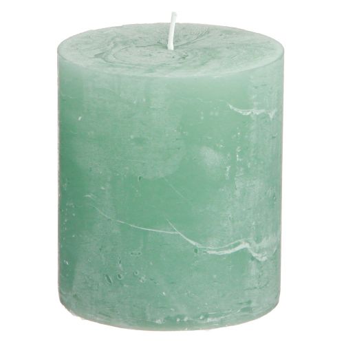 Floristik24 Candele in tinta unita Candele a colonna in giada verde 70×80 mm 4 pz