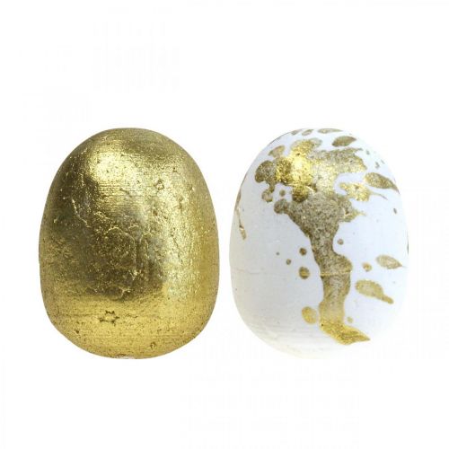 Uova in polistirolo Uova di Pasqua in polistirolo decoro oro bianco 3cm 32  pezzi