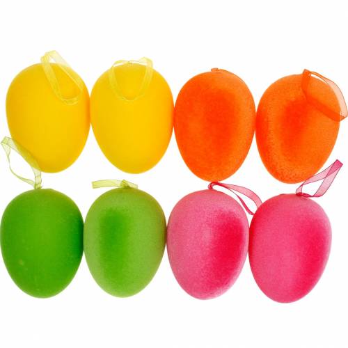 Prodotto Uova di Pasqua da appendere uova colorate, floccate, Pasqua, decorazione primaverile 8 pz