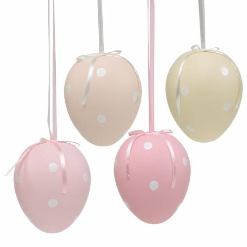 Uova con motivo a pois, uova di Pasqua da appendere,  decorazioni primaverili, decorazioni pasquali colori pastello 4pz-63458