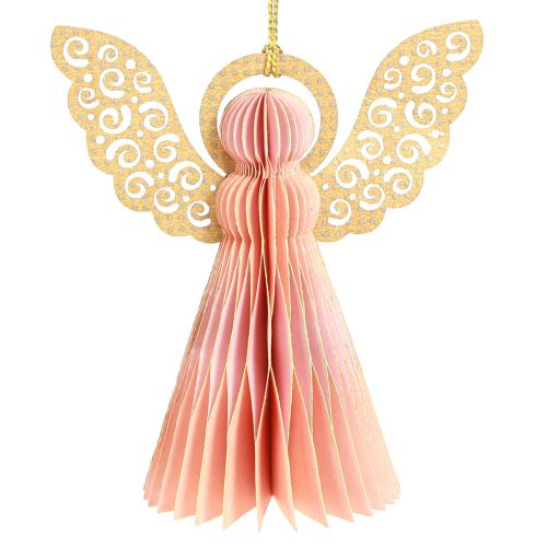 Floristik24 Ciondolo angelo decorazione in carta Natale albicocca oro 12 cm 4 pz