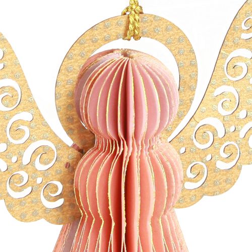 Prodotto Ciondolo angelo decorazione in carta Natale albicocca oro 12 cm 4 pz