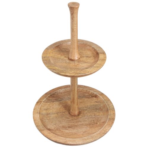 Alzata per torta decorazione in legno a 2 piani tonda naturale Ø31/20cm H45cm