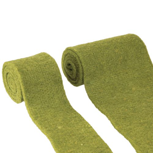 Floristik24 Nastro in feltro nastro di lana verde verde muschio L7/15 cm L1 m/1 m set da 2