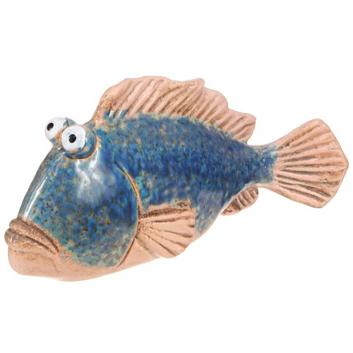 Decoro pesce ceramica blu decoro naturale estivo 22×7×11cm